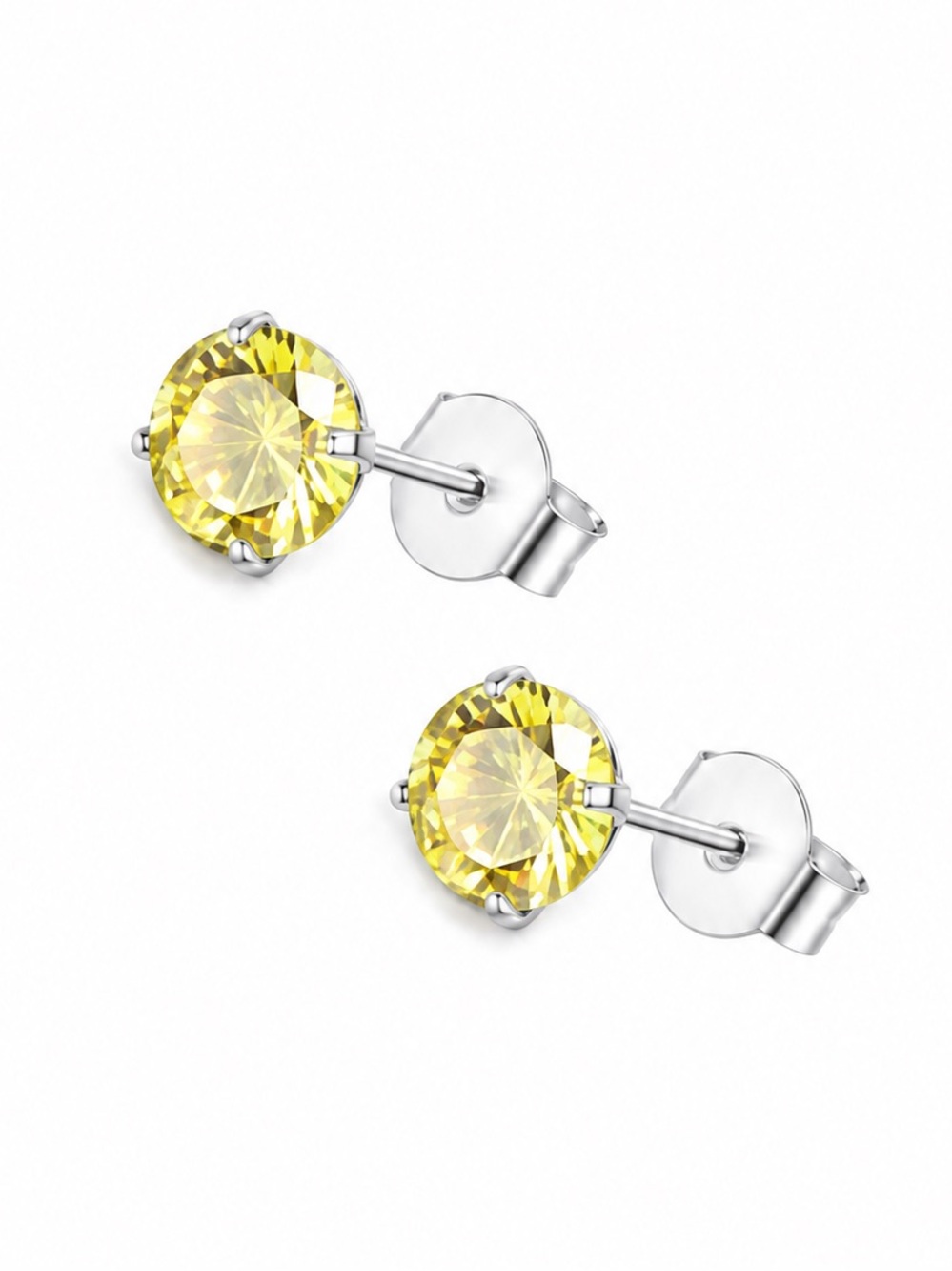 Yellow CZ Stainless Steel Stud Earrings